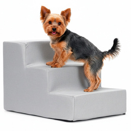 Schodki dla psa do łóżka 30 cm podest, rampa 3-stopniowa, miękkie schody szare