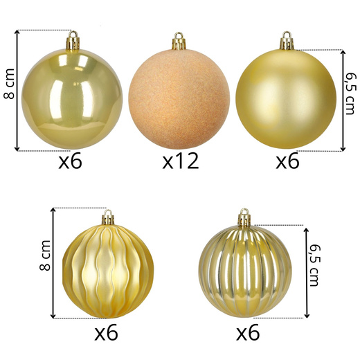 Bombki choinkowe 36 szt. zestaw dekoracje świąteczne ozdoby nietłukące złote