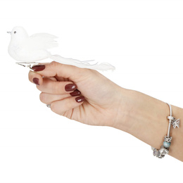 Zawieszki choinkowe 2 szt. ptaszki brokatowe białe