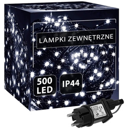 Lampki choinkowe 500 led biały zimny + flash 25m oświetlenie świąteczne IP44
