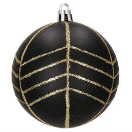Bombki choinkowe 16 szt. czarny, złoty zestaw choinkowy