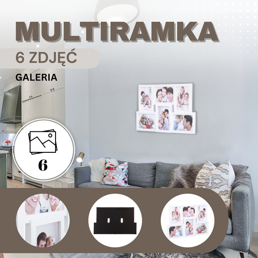 Ramka na zdjęcia 6 zdjęć multiramka 10x15 biała