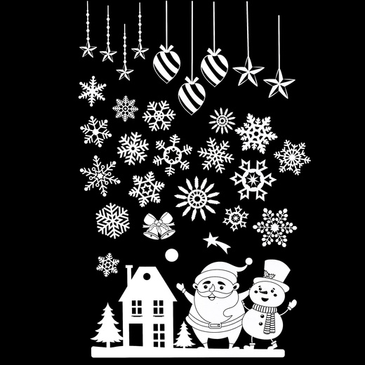 Naklejki świąteczne na okno 62 szt. ozdoby samoprzylepne, białe