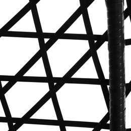 Kokon ogrodowy rattanowy z poduszkami fotel wiszący bujak huśtawka na metalowym stelażu czarna