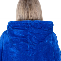 Kocobluza damska oversize koc bluza 2w1 z kapturem ciepła niebieska