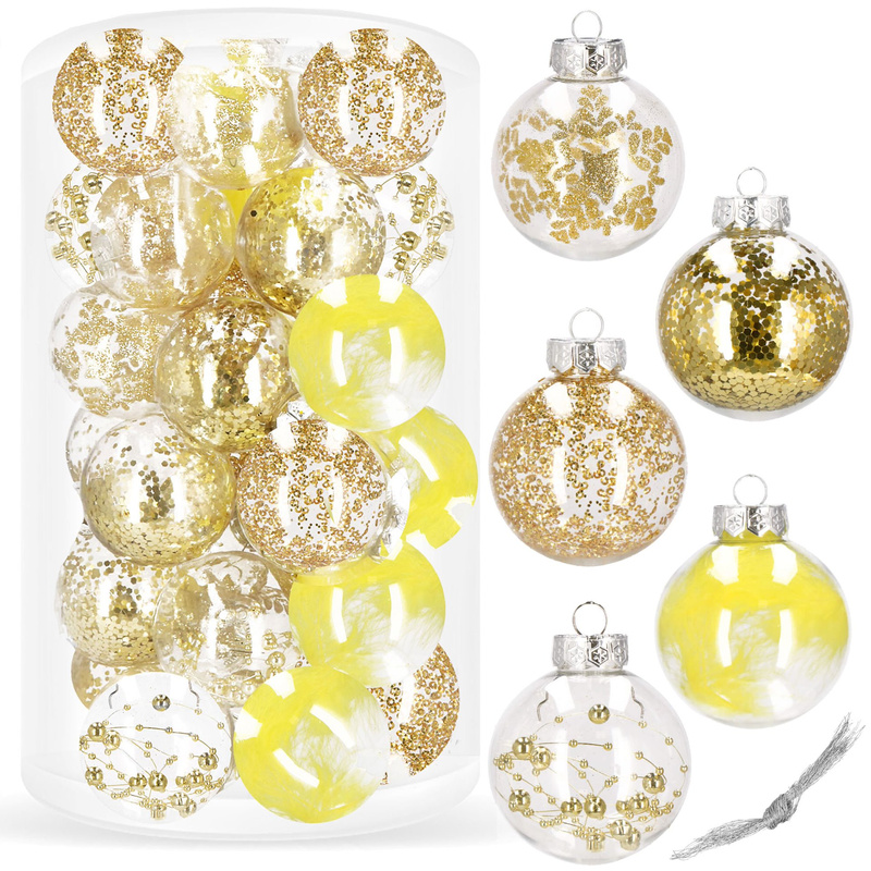 Bombki choinkowe 30 szt. przeźroczyste zestaw choinkowy