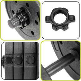 Hantel do ćwiczeń 20 kg hantla regulowana zestaw obciążeń 2x10 kg gryf do treningu siłowego