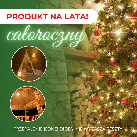 Lampki choinkowe 1500 Led biały ciepły 121,5 m oświetlenie świąteczne IP44