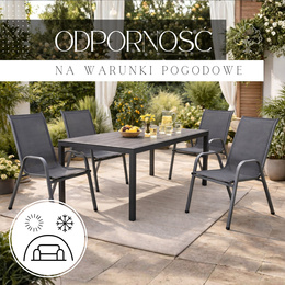 Krzesła ogrodowe 4 szt. metalowe wys. 92 cm na taras balkon 120 kg ciemnoszare