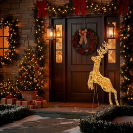 Renifer świąteczny 120 LED dekoracja świetlna 145 cm do ogrodu, ciepły biały