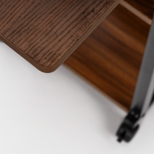 Stolik na kółkach regulowany 76-86 cm biurko mobilne pod laptopa ciemnobrązowe
