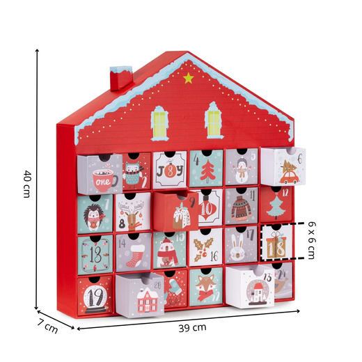 Kalendarz adwentowy z szufladkami 24szt. dekoracja świąteczna, domek