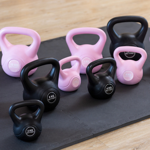 Kettlebell 4 kg odważnik, hantla do ćwiczeń ABS kula do treningu siłowego, różowa