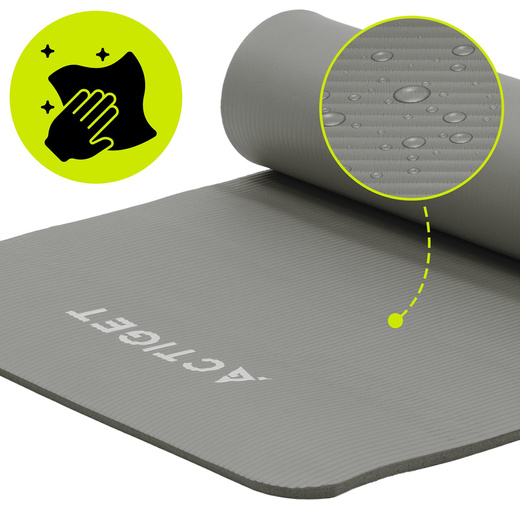 Mata do jogi, ćwiczeń fitness 183x61 cm antypoślizgowa, materac do stretchingu szary