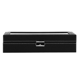 Szkatułka na zegarki 30x20x8cm czarno-kremowy, ekoskóra organizer z przegródkami i lusterkiem