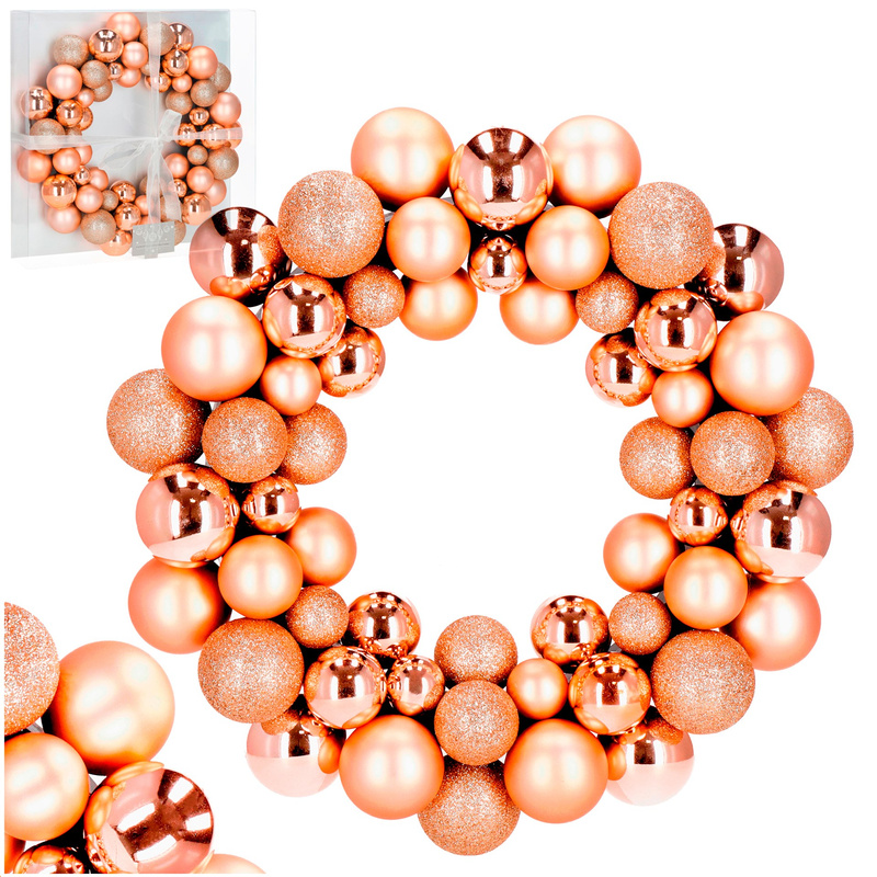 Wieniec świąteczny z bombek, wianek na drzwi 34 cm stroik, złoty