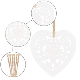 Zawieszka choinkowa 7cm drewniana, ozdoby świąteczne serca zestaw 6 szt.