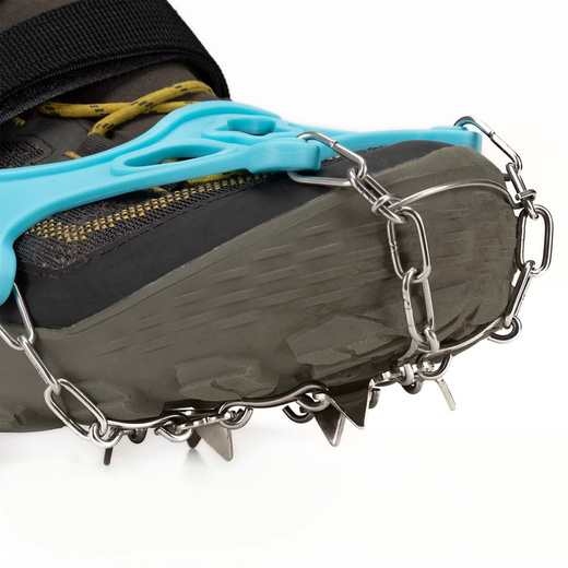 Raczki na buty stalowe antypoślizgowe turystyczne nakładki rozmiar 40-45 turkusowe