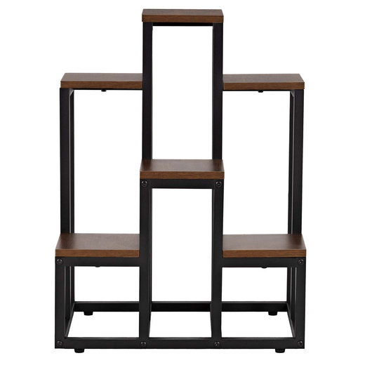 Kwietnik, regał na kwiaty, rośliny 67,5 cm stojący, metalowy 6 półek, ciemnobrązowy