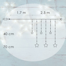 Kurtyna świetlna 138 Led girlanda gwiazdki, lampki wewnętrzne sople zimny biały