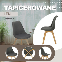 Krzesło skandynawskie do kuchni salonu jadalni Verde tapicerowana poduszka szare