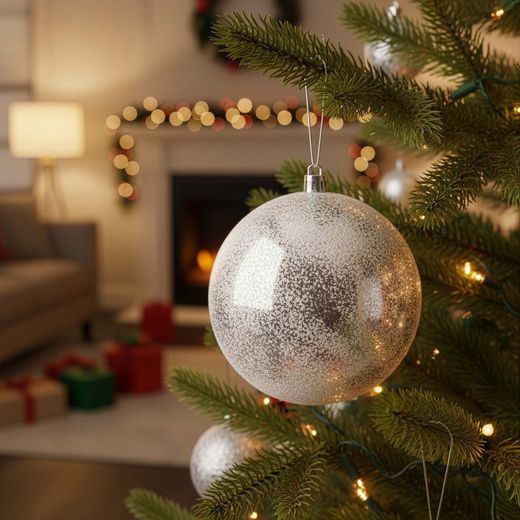 Bombki choinkowe 11 cm 12 szt.  zestaw ozdoby świąteczne zdobione srebrne