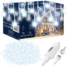 Kurtyna świetlna 500 led girlanda, lampki wewnętrzno-zewnętrzne sople biały zimny + flash