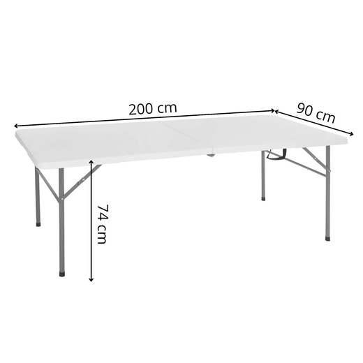 Zestaw cateringowy, stół 200x90 cm z 4 krzesłami składane meble ogrodowe białe