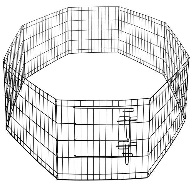 Kojec dla zwierząt wybieg klatka dla psa 155x76 cm metalowa czarna