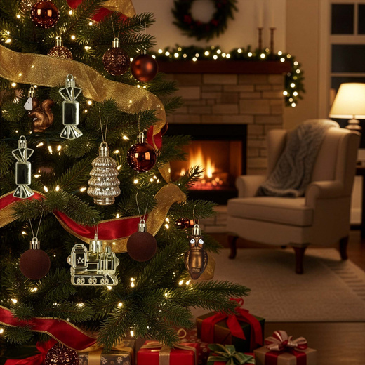 Bombki choinkowe 40 szt. zestaw dekoracji świątecznych, nietłukące, brązowy, złoty, biały