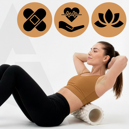 Wałek do masażu, średnio twardy, roller z wypustkami, jasny beż