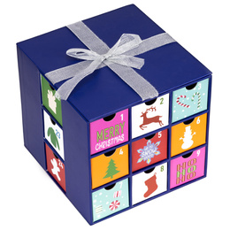 Pudełkowy kalendarz adwentowy z szufladkami 24 szt. do uzupełnienia, dekoracja świąteczna