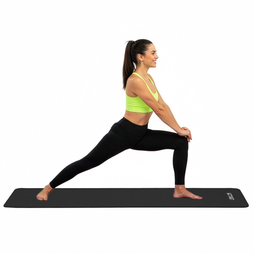 Mata do jogi, ćwiczeń fitness 183x61 cm antypoślizgowa, materac do stretchingu czarny