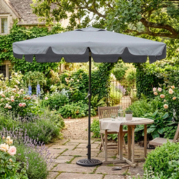 Parasol ogrodowy 240 cm duży składany z korbką na balkon, taras jasnoszary