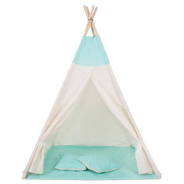 Namiot Tipi dla dzieci wigwam miętowy w kropki 