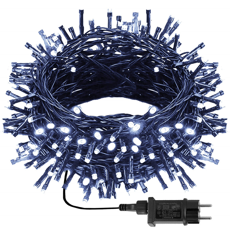 Lampki choinkowe 500 led biały zimny + flash 25m oświetlenie świąteczne IP44