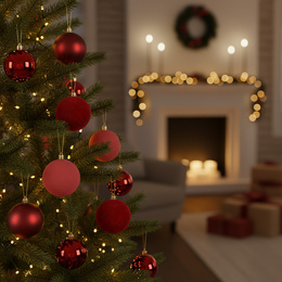 Bombki choinkowe 9 szt. zestaw dekoracji świątecznych 8,5 cm nietłukące, bordowe