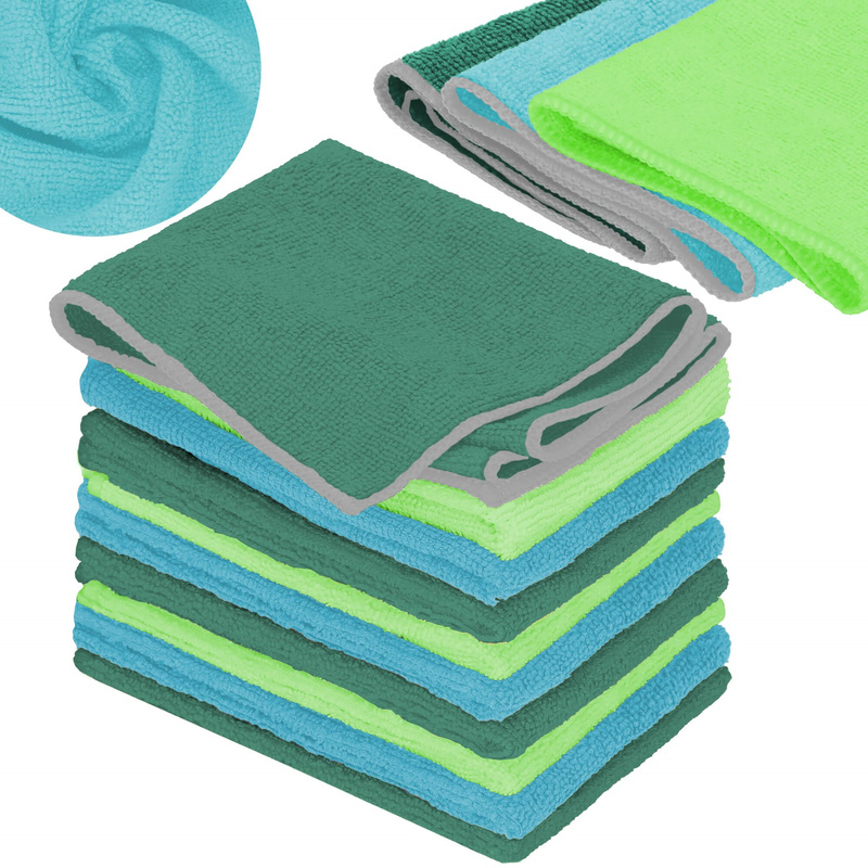 Ścierki z mikrofibry 10 szt. 30 x 30 cm miękkie do czyszczenia szyb, do auta 3 kolory