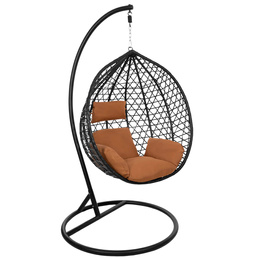 Kokon rattanowy do ogrodu, na taras, balkon, fotel wiszący z poduszkami