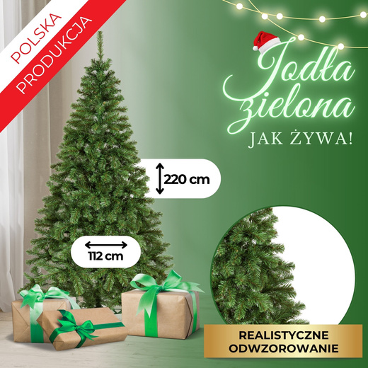 Choinka sztuczna premium 220 cm jodła zielona