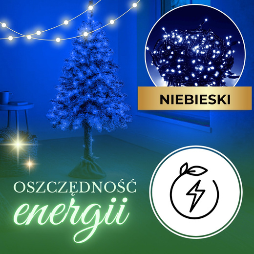 Lampki choinkowe 300 Led niebieskie 21,5 m oświetlenie świąteczne