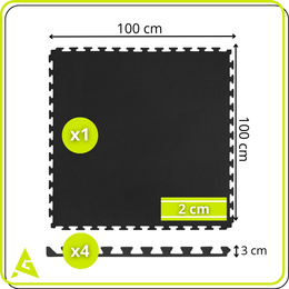 Mata treningowa, ochronna, puzzlowa 100x100 cm z pianki EVA 2 cm antypoślizgowa, grafitowo-szara