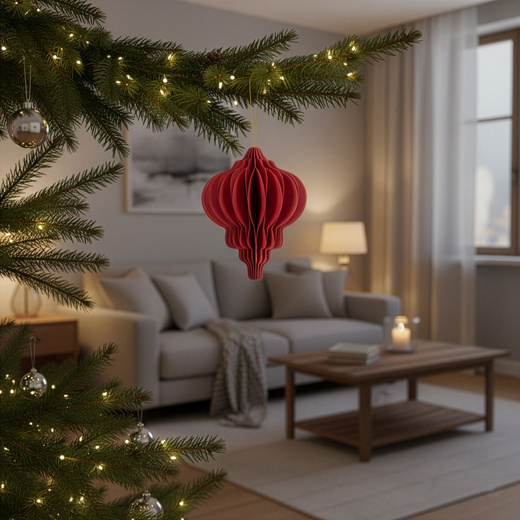 Papierowe bombki 6 szt. zawieszki choinkowe ozdoby świąteczne 12,5 cm rozkładane czerwone