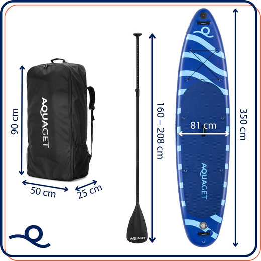 Deska pompowana do pływania SUP 350 cm paddleboard komplet z wiosłem i wyposażeniem
