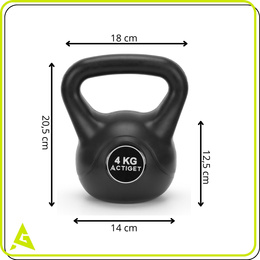 Kettlebelle 4 kg odważnik kulowy ABS hantla do ćwiczeń kula do treningu siłowego czarna