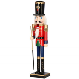 Dziadek do orzechów 60 cm z karabinem, drewniany żołnierzyk czerwony, figurka świąteczna