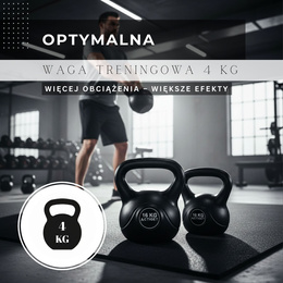 Kettlebelle 4 kg odważnik kulowy ABS hantla do ćwiczeń kula do treningu siłowego czarna