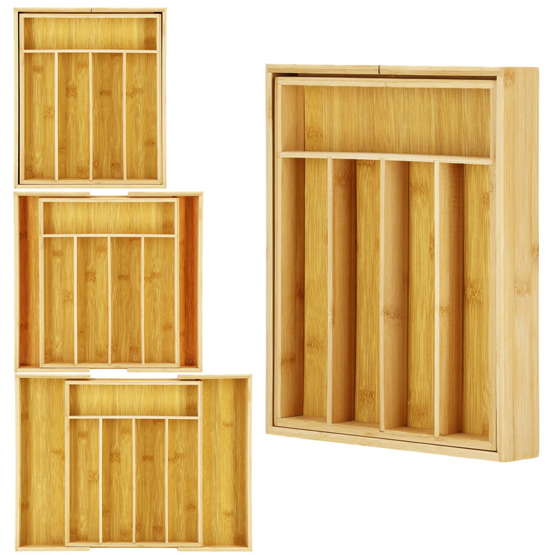 Pojemnik do szuflady na sztućce bambusowy rozsuwany