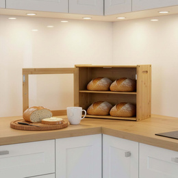 Chlebak zamykany, dwupoziomowy, pojemnik kuchenny do przechowywania pieczywa, bambusowy