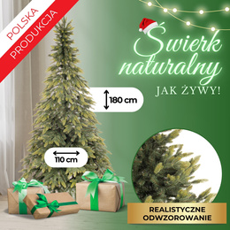 Choinka sztuczna premium 180 cm świerk naturalny